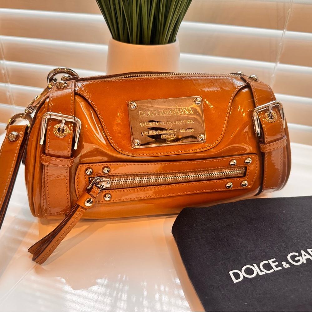 Dolce & Gabbana Tan Leather Clutch with Silver Accents